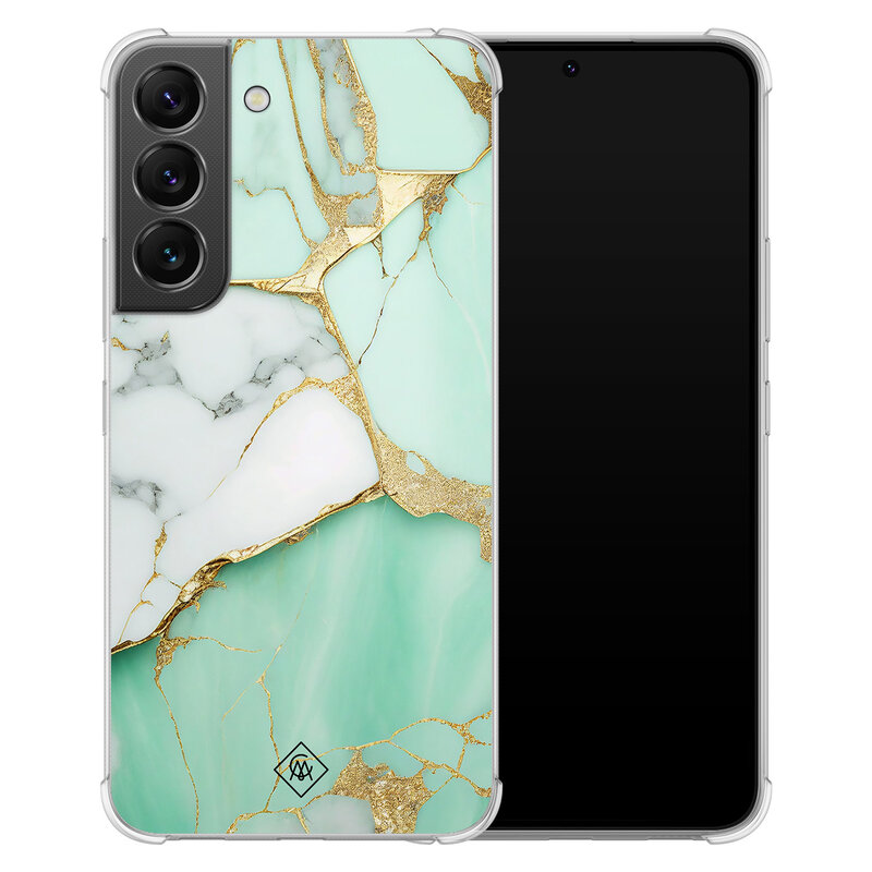 Casimoda Samsung Galaxy S22 shockproof hoesje - Marmer mintgroen