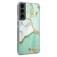Casimoda Samsung Galaxy S22 shockproof hoesje - Marmer mintgroen