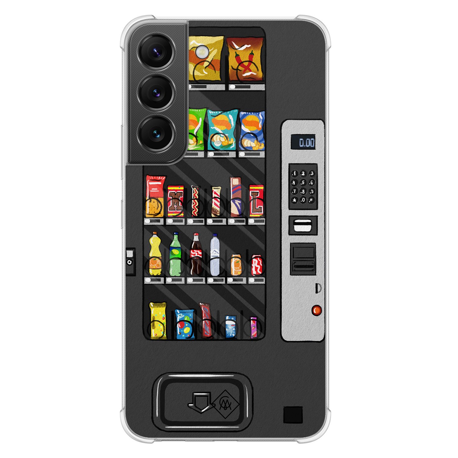 Samsung Galaxy S22 shockproof hoesje - Snoepautomaat - Zwart - Hard Case TPU Zwart - Snoep - Casimoda