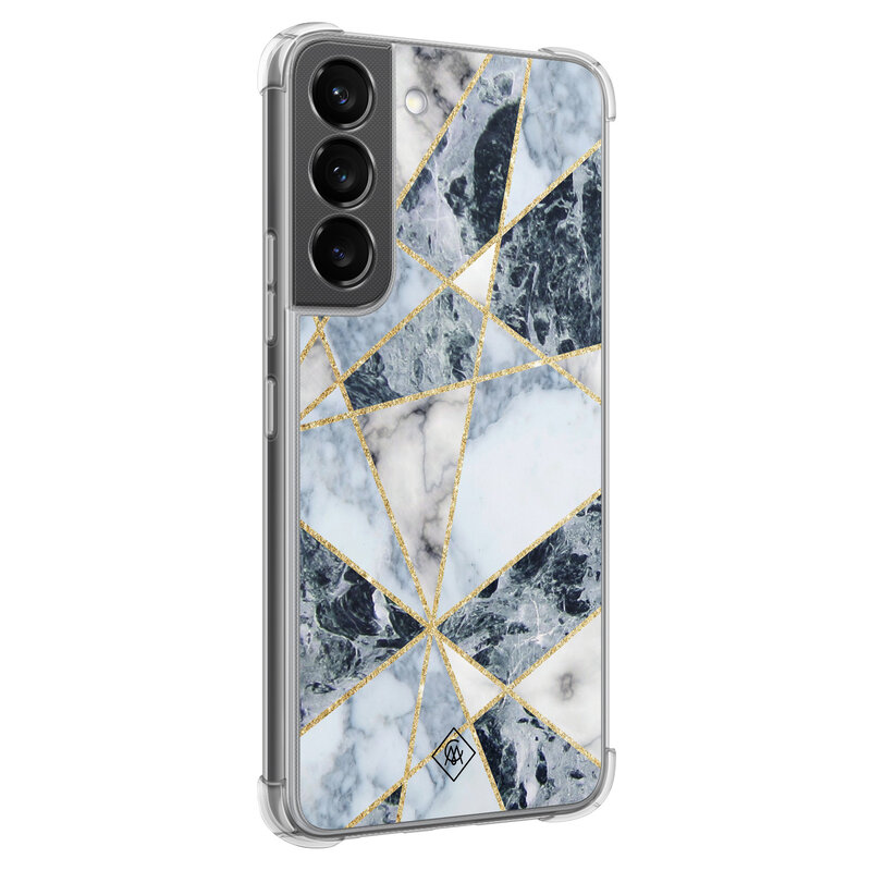 Casimoda Samsung Galaxy S22 shockproof hoesje - Marmer blauw