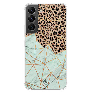 Casimoda Samsung Galaxy S22 shockproof hoesje - Luipaard marmer mint