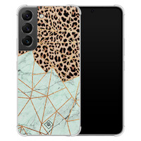 Casimoda Samsung Galaxy S22 shockproof hoesje - Luipaard marmer mint