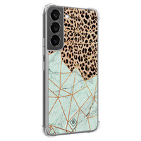 Casimoda Samsung Galaxy S22 shockproof hoesje - Luipaard marmer mint