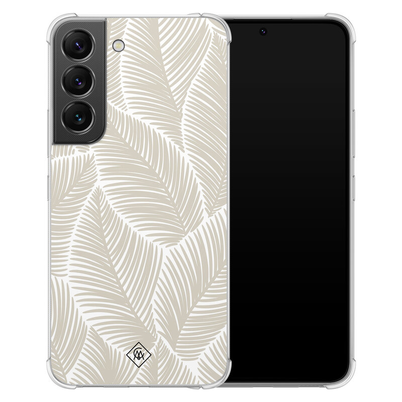 Casimoda Samsung Galaxy S22 shockproof hoesje - Palmy leaves beige