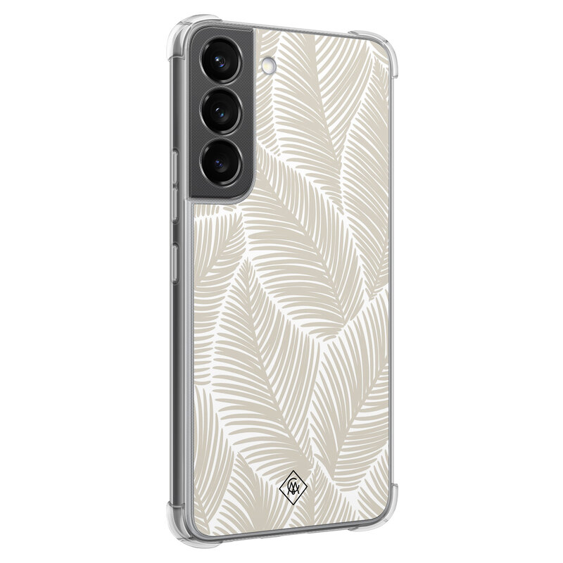 Casimoda Samsung Galaxy S22 shockproof hoesje - Palmy leaves beige