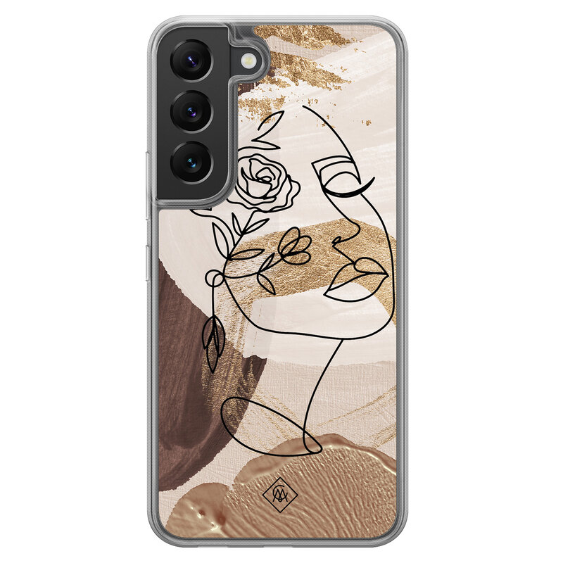 Casimoda Samsung Galaxy S22 hybride hoesje - Abstract gezicht bruin
