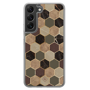 Casimoda Samsung Galaxy S22 hybride hoesje - Kubus groen bruin