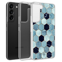 Casimoda Samsung Galaxy S22 hybride hoesje - Blue cubes