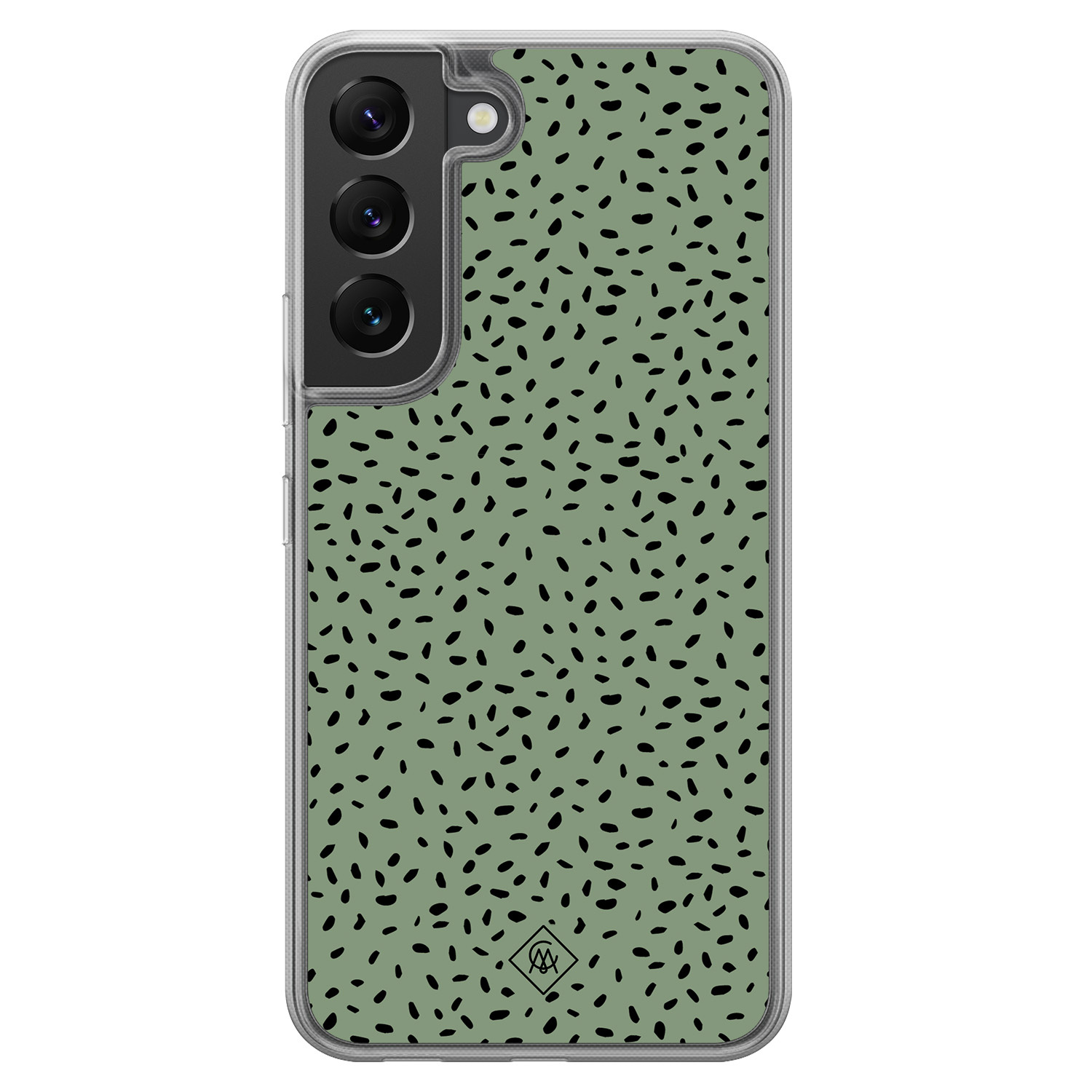 Samsung Galaxy S22 hoesje siliconen - Green confetti - Casimoda® 2-in-1 case hybride - Schokbestendig - Illustratie - Verhoogde randen - Mint, Transparant