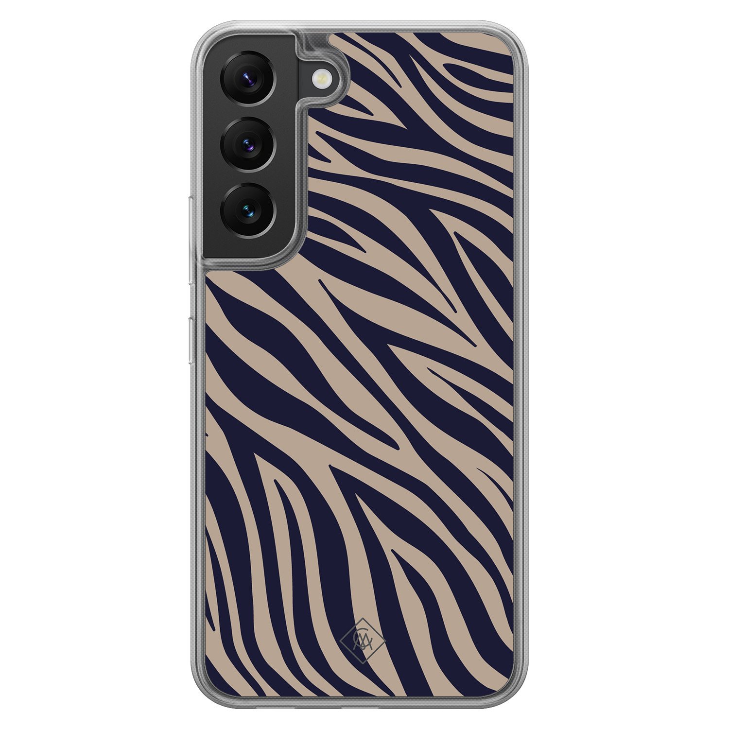 Samsung Galaxy S22 hoesje siliconen - Wavy twist - Casimoda® 2-in-1 case hybride - Schokbestendig - Natuur - Verhoogde randen - Blauw, Transparant