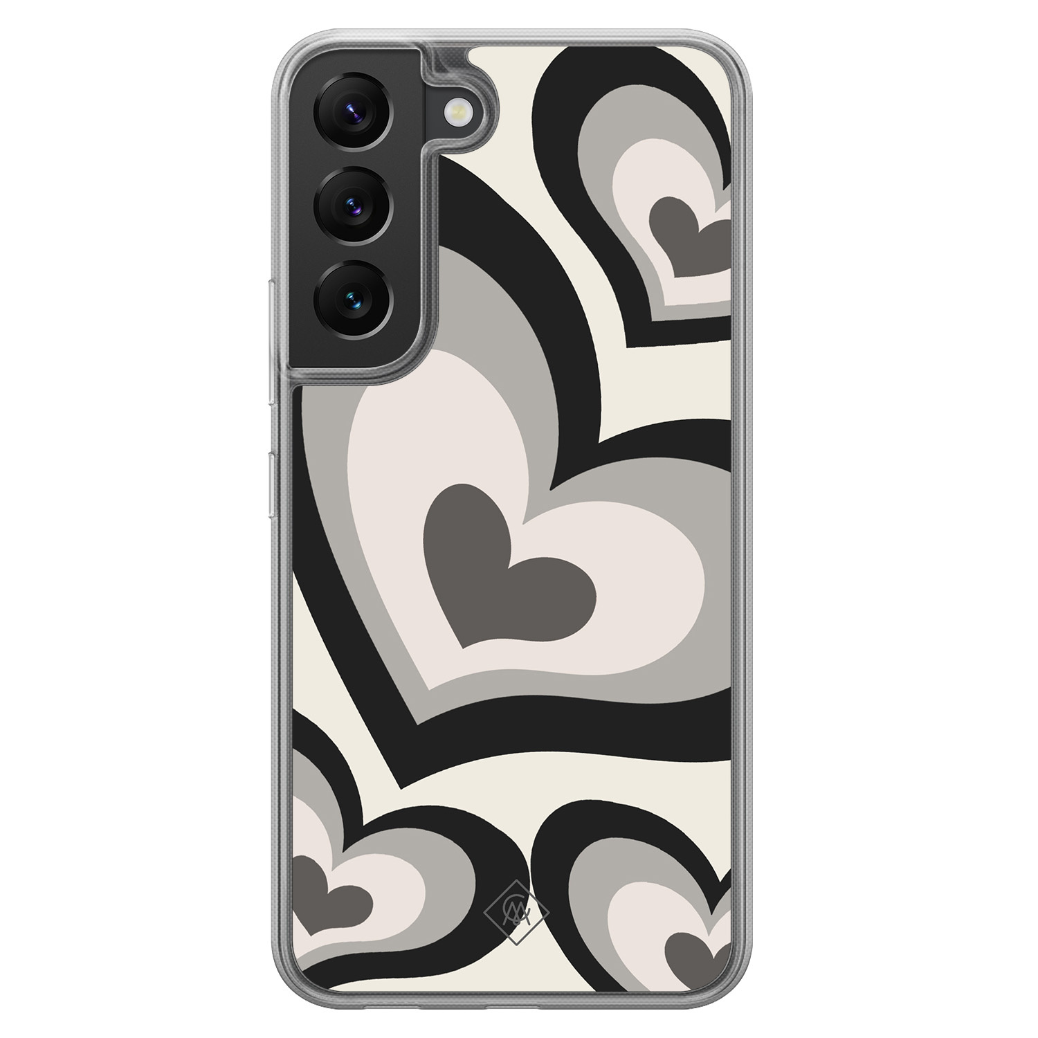 Samsung Galaxy S22 hybride hoesje Hart swirl zwart
