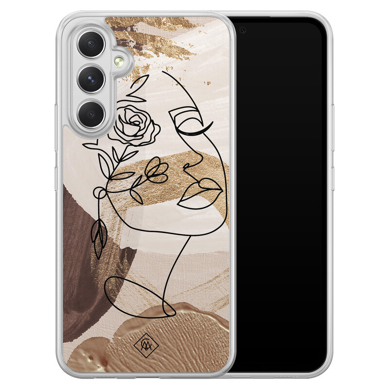 Casimoda Samsung Galaxy A34 hybride hoesje - Abstract gezicht bruin