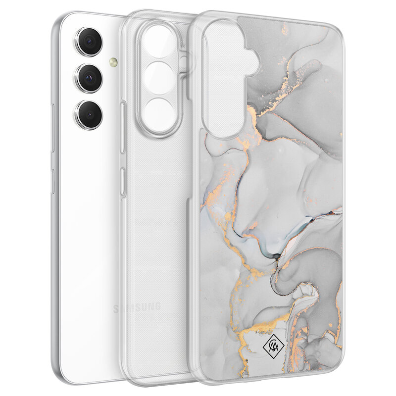 Casimoda Samsung Galaxy A34 hybride hoesje - Marmer grijs