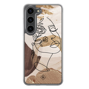 Casimoda Samsung Galaxy S23 Plus hybride hoesje - Abstract gezicht bruin