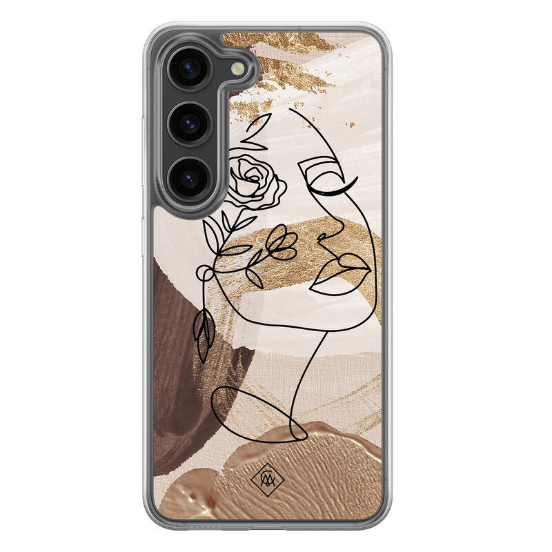 Casimoda Samsung Galaxy S23 Plus hybride hoesje - Abstract gezicht bruin