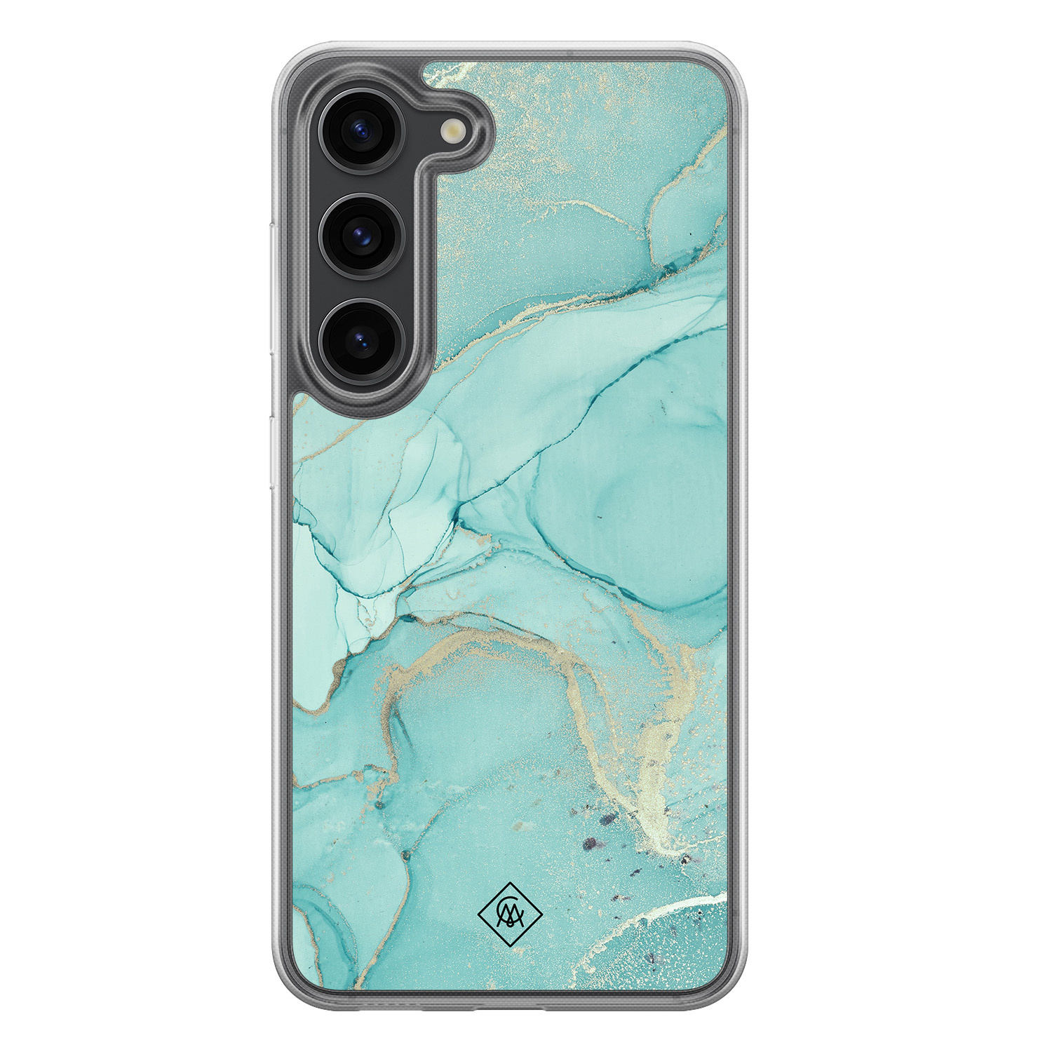 Samsung Galaxy S23 Plus hoesje siliconen - Marmer mint groen - Casimoda® 2-in-1 case hybride - Schokbestendig - Marble design - Verhoogde randen - Mint, Transparant