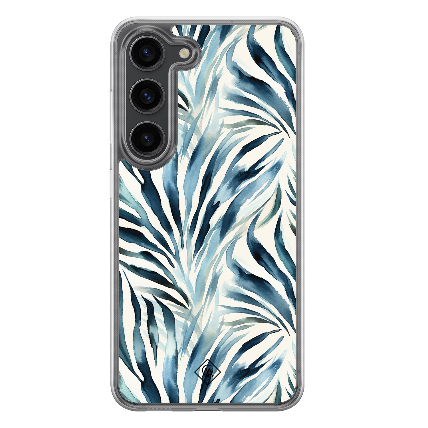 Samsung Galaxy S23 Plus hoesje siliconen - Japandi waves - Casimoda® 2-in-1 case hybride - Schokbestendig - Water - Verhoogde randen - Blauw, Transparant