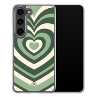 Casimoda Samsung Galaxy S23 Plus hybride hoesje - Groen hart swirl