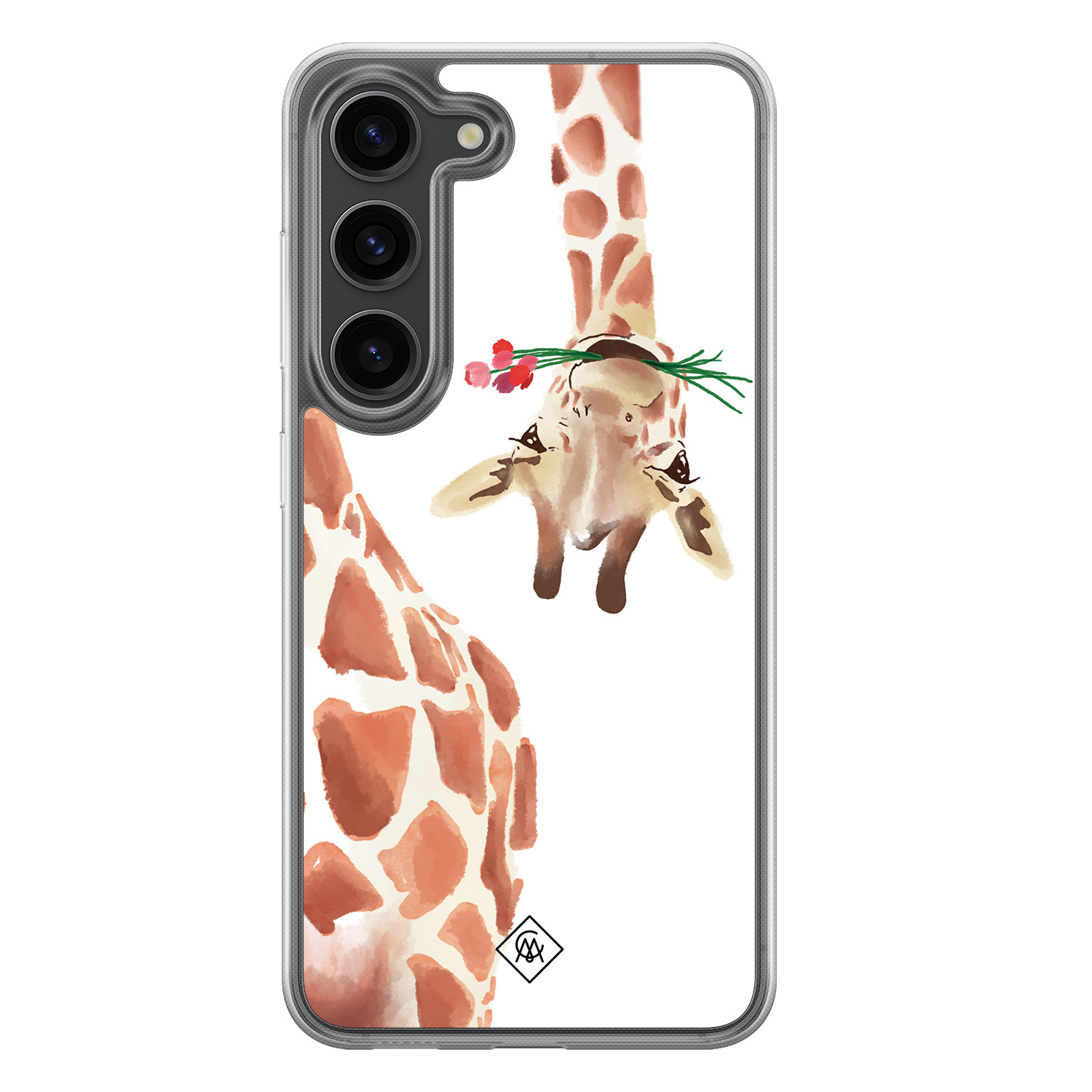 Samsung Galaxy S23 Plus hoesje siliconen - Giraffe - Casimoda® 2-in-1 case hybride - Schokbestendig - Giraffe - Verhoogde randen - Bruin/beige, Transparant