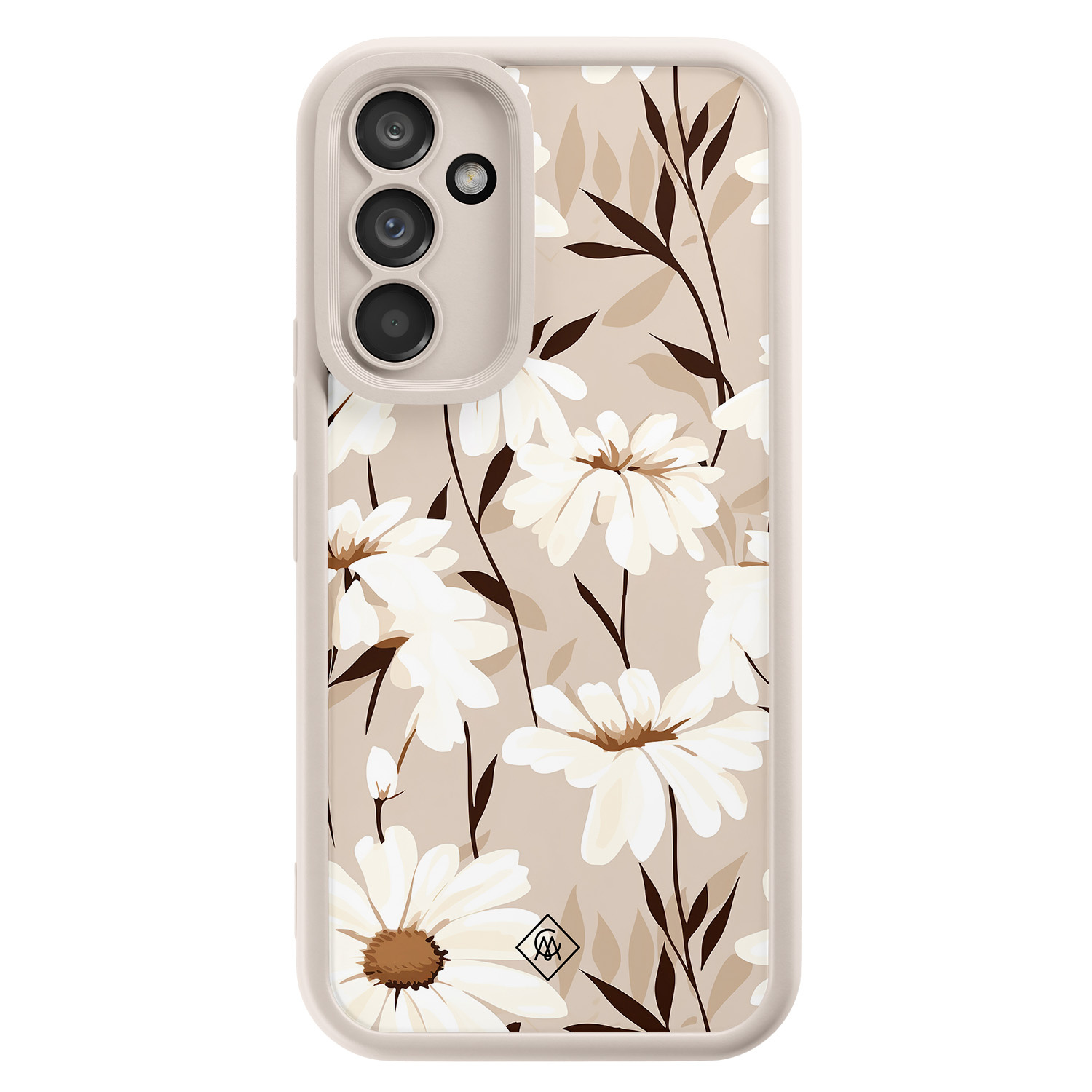 Samsung Galaxy A34 beige case - In bloom - Bruin/beige - Hard Case TPU Zwart - Planten - Casimoda
