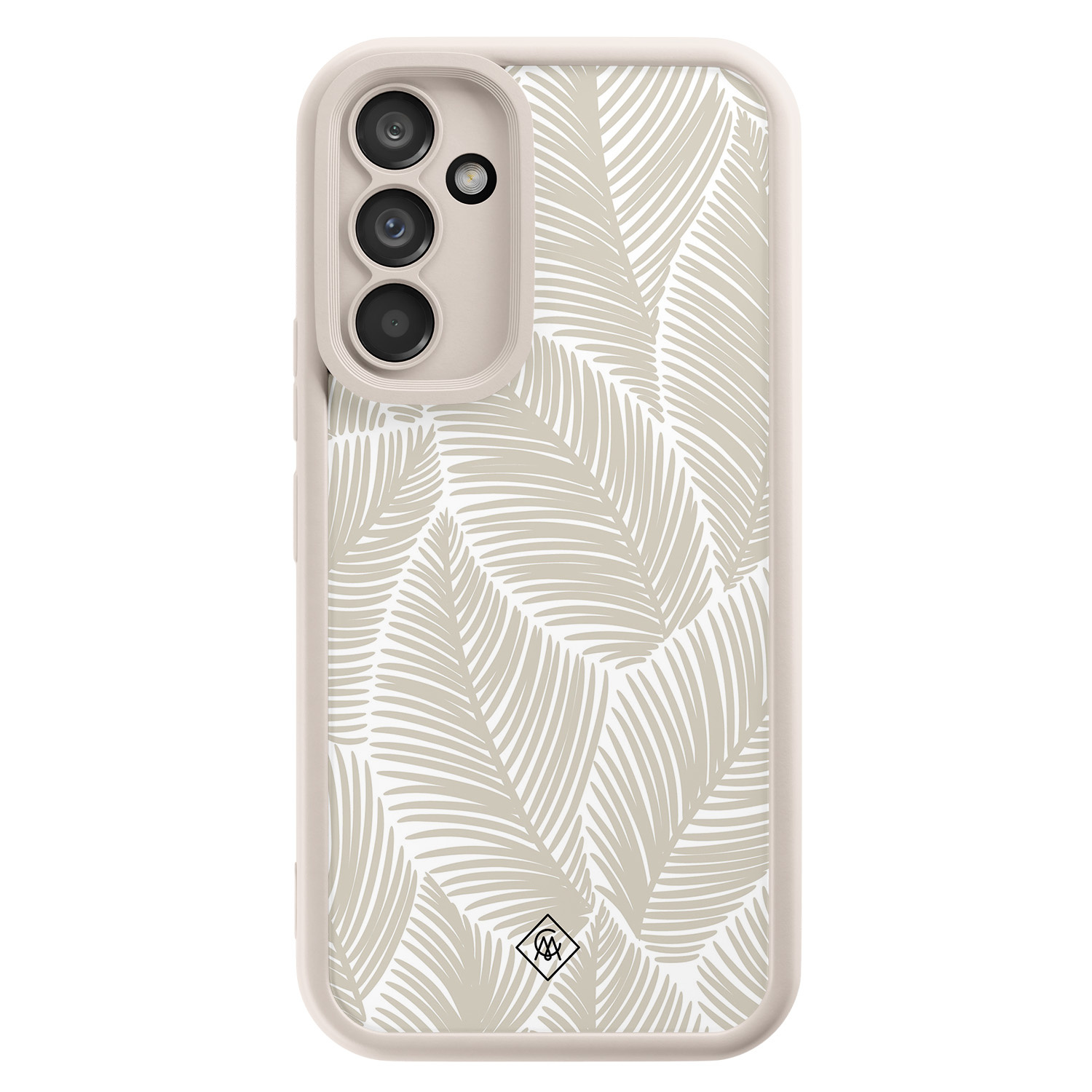 Samsung Galaxy A34 beige case - Palmy leaves beige - Bruin/beige - Hard Case TPU Zwart - Natuur - Casimoda