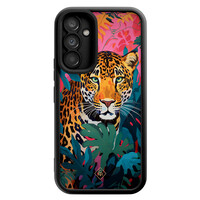 Casimoda Samsung Galaxy A34 zwarte case - Luipaard jungle