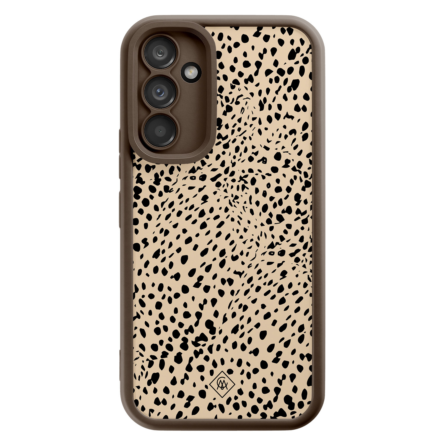 Samsung Galaxy A34 bruine case - Stippen bruin abstract - Bruin/beige - Hard Case TPU Zwart - Gestipt - Casimoda