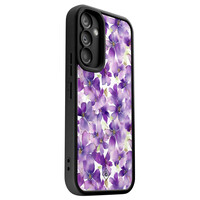 Casimoda Samsung Galaxy A34 zwarte case - Floral violet