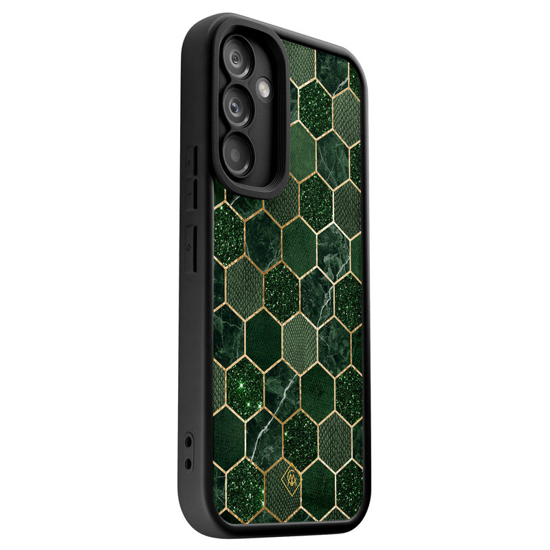 Casimoda Samsung Galaxy A34 zwarte case - Kubus groen