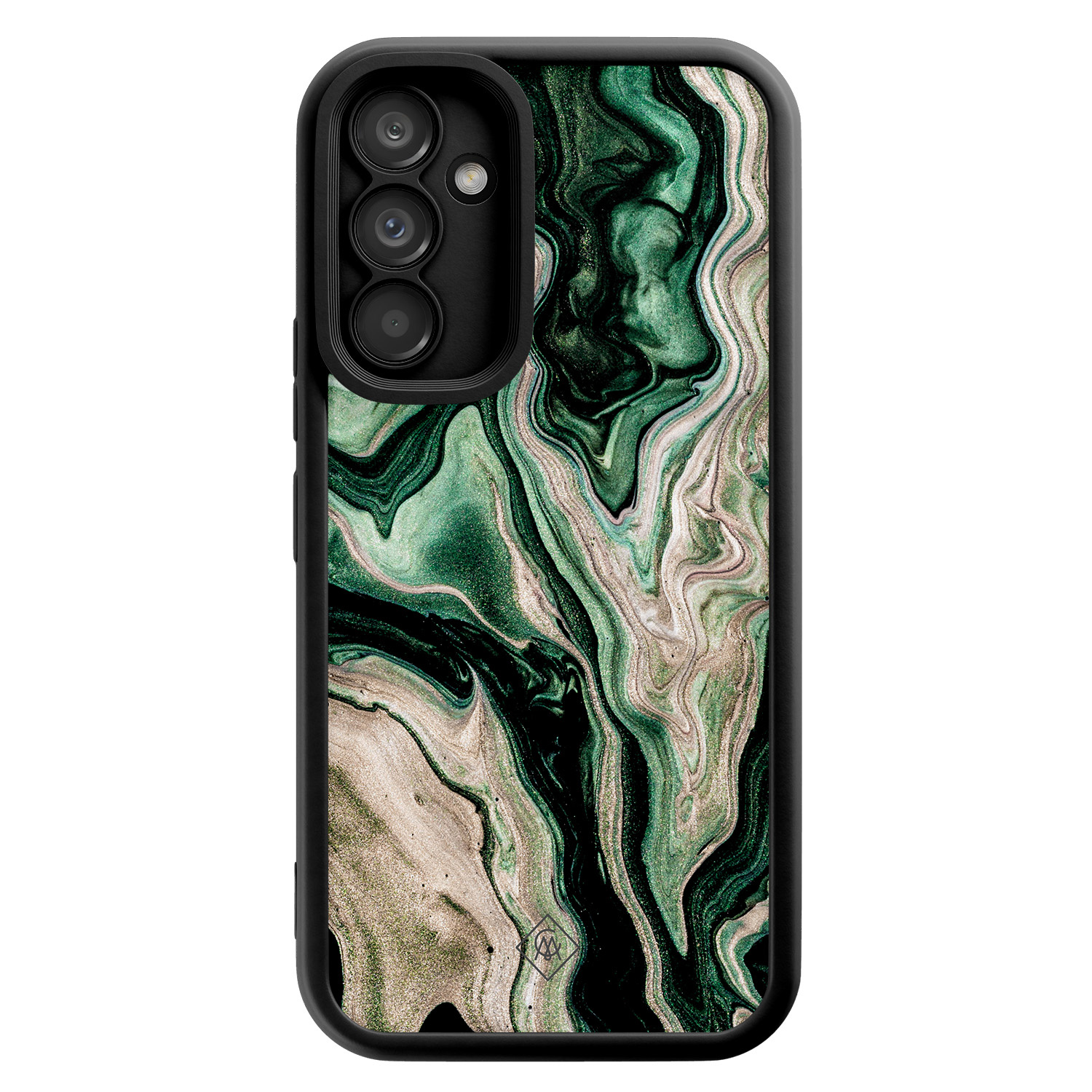 Samsung Galaxy A34 zwarte case - Groen marmer / Marble - Groen - Hard Case TPU Zwart - Marmer - Casimoda