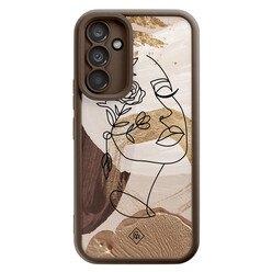 Casimoda Samsung Galaxy A34 bruine case - Abstract gezicht bruin