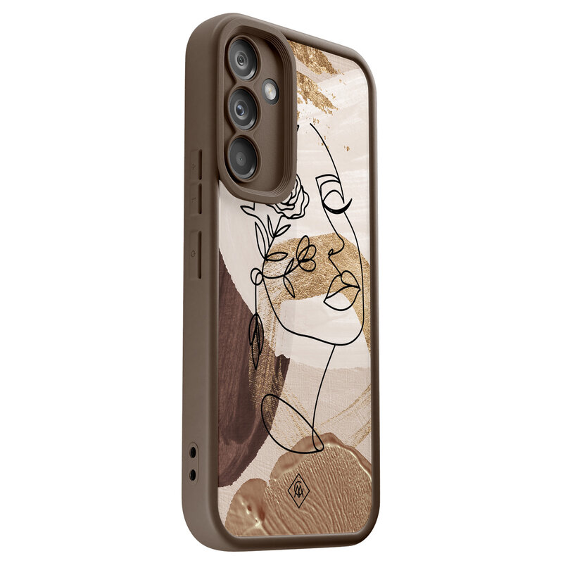 Casimoda Samsung Galaxy A34 bruine case - Abstract gezicht bruin