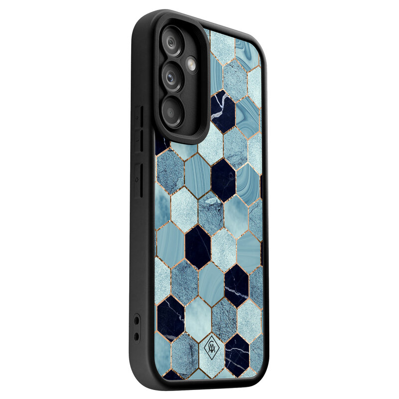 Casimoda Samsung Galaxy A34 zwarte case - Blue cubes