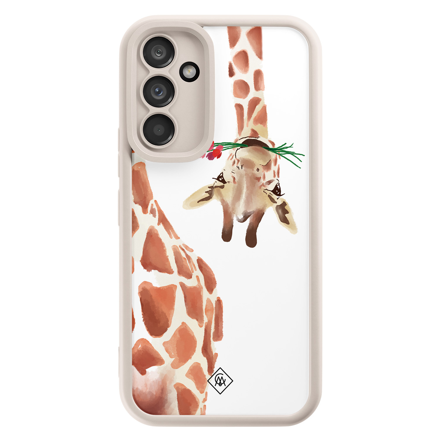 Samsung Galaxy A34 beige case - Giraffe - Bruin/beige - Hard Case TPU Zwart - Giraffe - Casimoda