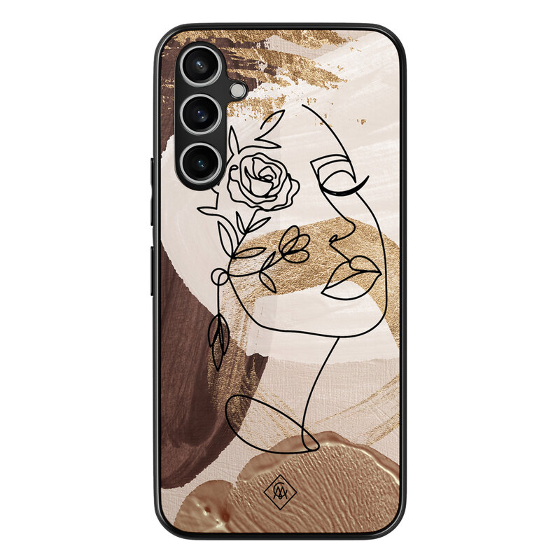 Casimoda Samsung Galaxy A34 hoesje - Abstract gezicht bruin