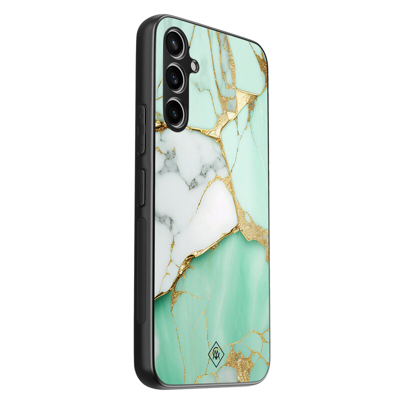 Casimoda Samsung Galaxy A34 hoesje - Marmer mint goud