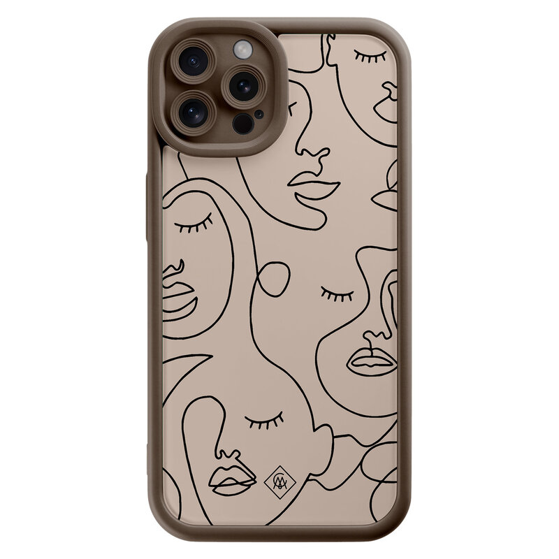 Casimoda iPhone 12 Pro bruine case - Abstract faces