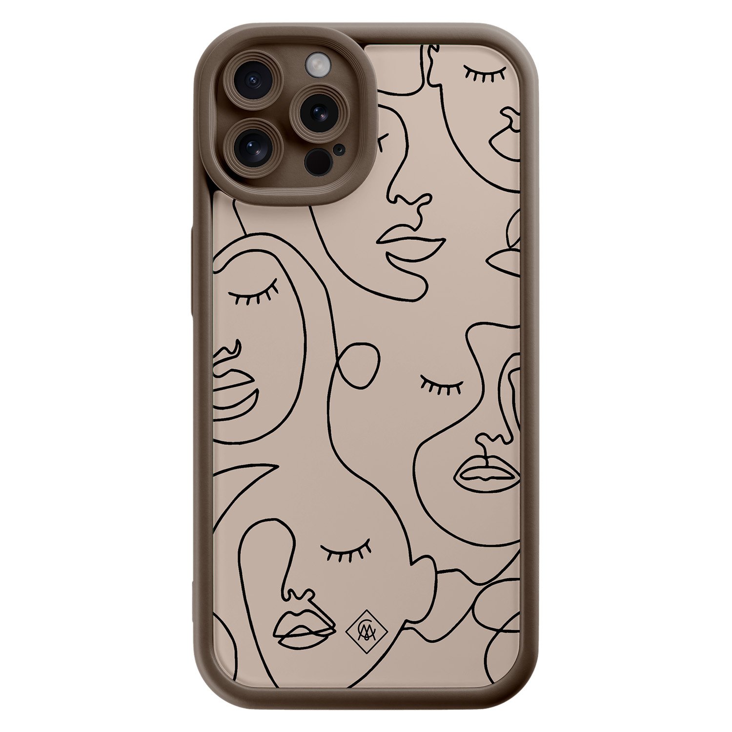 iPhone 12 Pro bruine case - Abstract faces