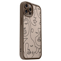 Casimoda iPhone 12 Pro bruine case - Abstract faces