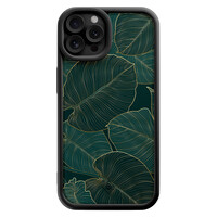 Casimoda iPhone 12 Pro zwarte case - Monstera leaves
