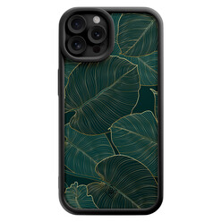 Casimoda iPhone 12 Pro zwarte case - Monstera leaves