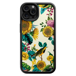 Casimoda iPhone 12 Pro zwarte case - Sunflowers