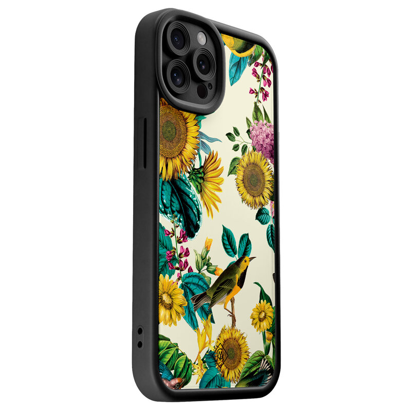 Casimoda iPhone 12 Pro zwarte case - Sunflowers