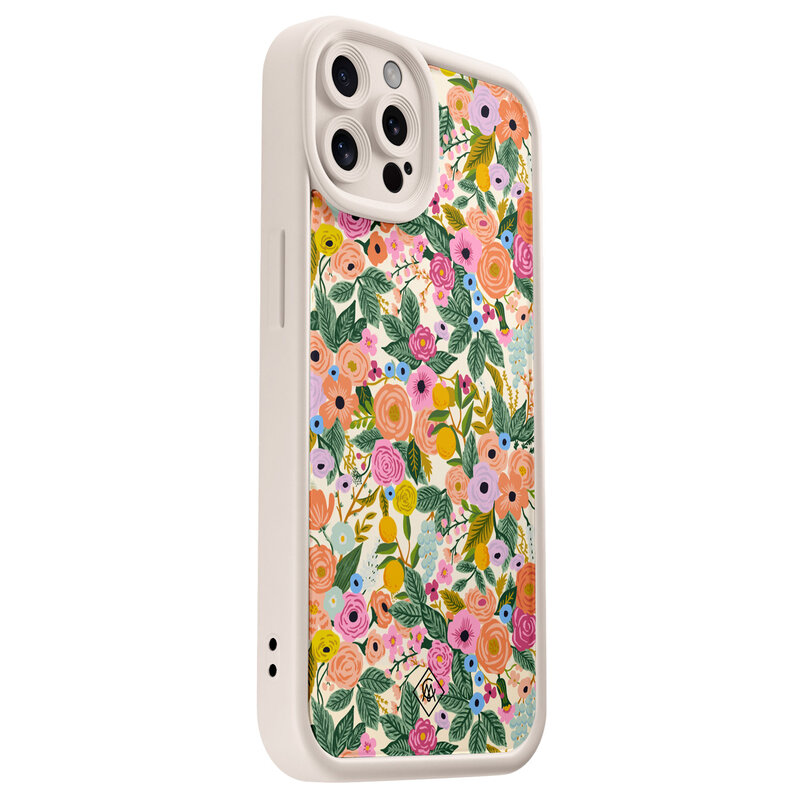 Casimoda iPhone 12 Pro beige case - Pink gardens