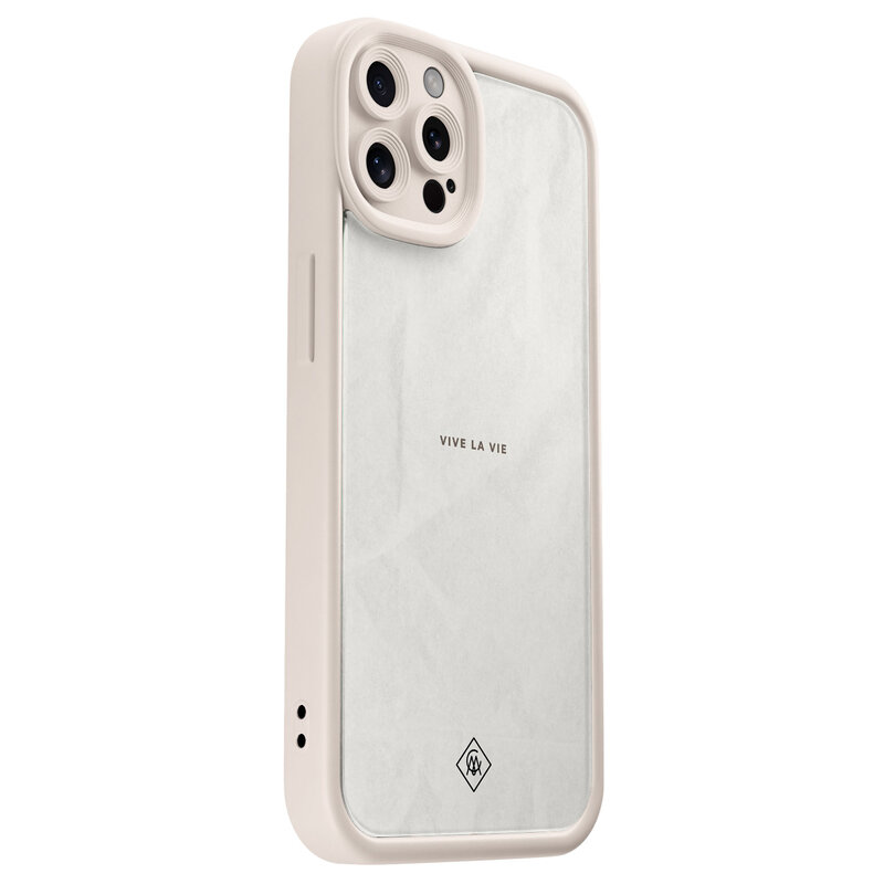 Casimoda iPhone 12 Pro beige case - Vive la vie