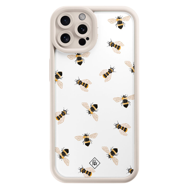 Casimoda iPhone 12 Pro beige case - Bee happy