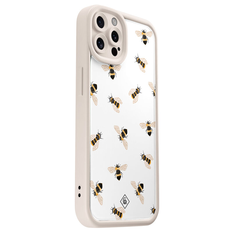 Casimoda iPhone 12 Pro beige case - Bee happy