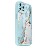 Casimoda iPhone 12 Pro blauwe case - Marmer lichtblauw