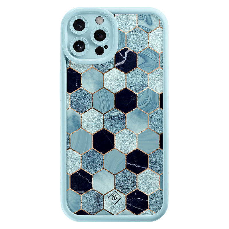 Casimoda iPhone 12 Pro blauwe case - Blue cubes