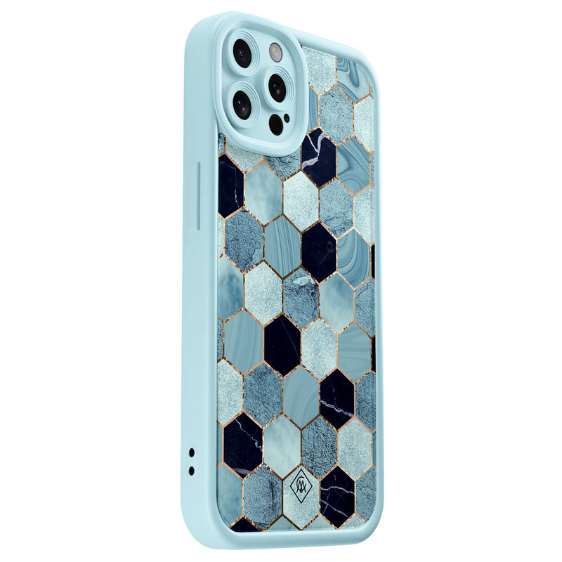 Casimoda iPhone 12 Pro blauwe case - Blue cubes